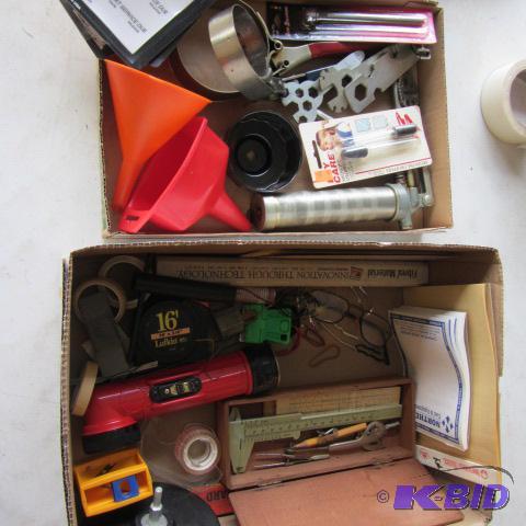 lot 119 image: Grease Gun, Wrench, Funnels