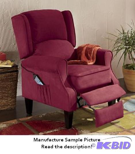 Heated Massage Wingback Recliner - Burgundy -...