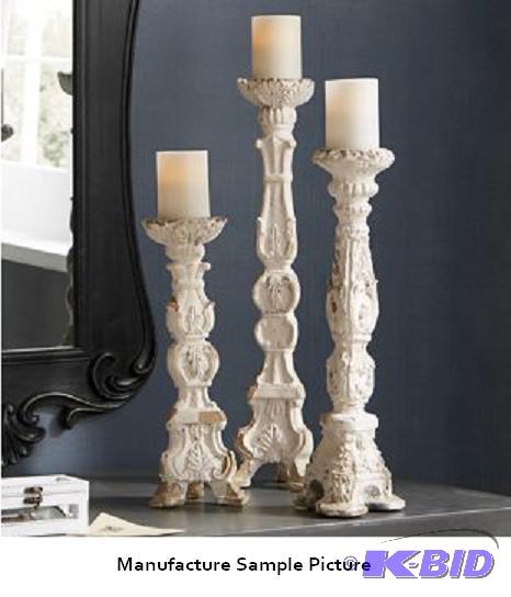 Three Piece Cream Color Candlestick Set -&nbs...