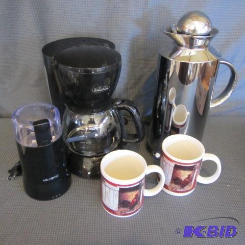 lot 50 image: Coffee Grinder, Maker, Mugs