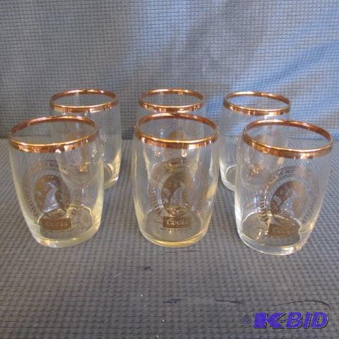 lot 85 image: Coors 3in Gold Rim Glasses