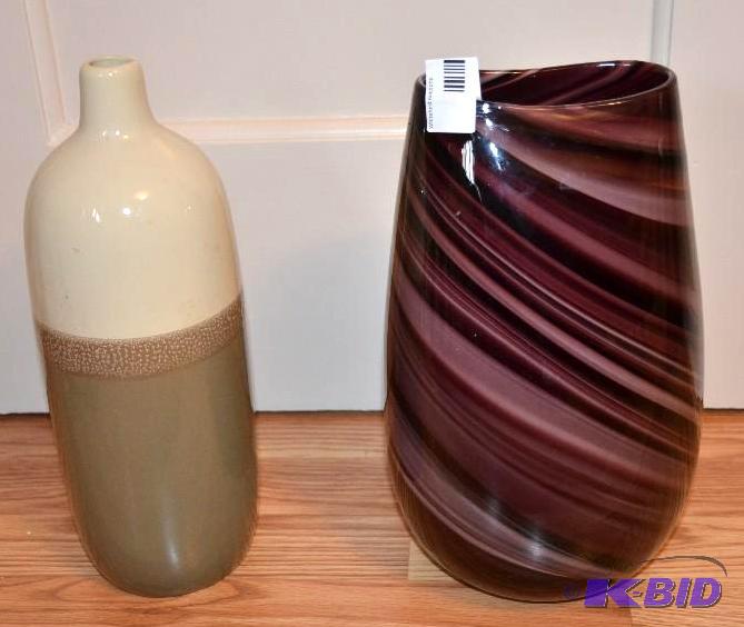 lot 25 image: Two unique vases - one is hand blown glass, t...