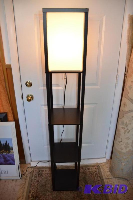 lot 27 image: wood shelf lamp - 3 shelves 63x11x11"...