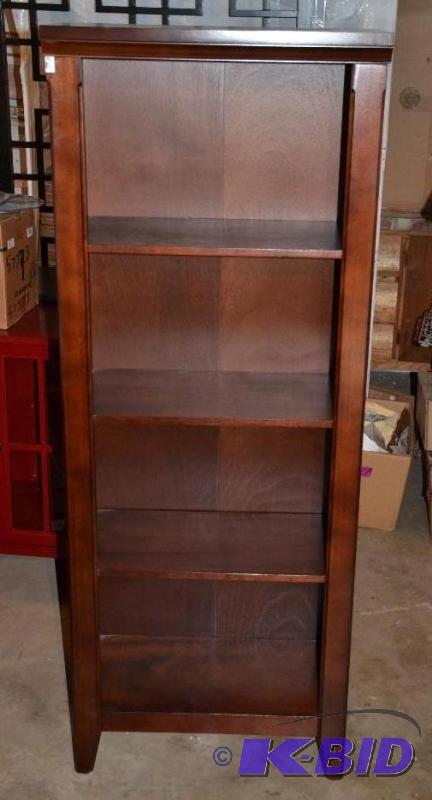 lot 30 image: Beautiful wood 4 shelf cabinet 24X61X12"...