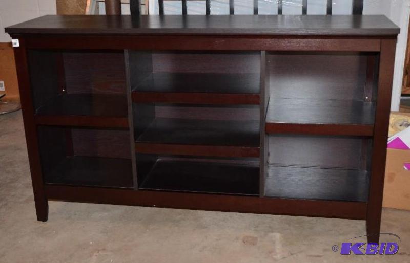 lot 34 image: Wood Side cabinet 54X32x12" with adjusta...