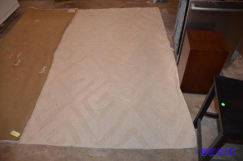 lot 41 image: Wool Beige area rug, please inspect it has 3 ...