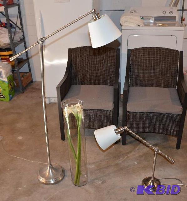 lot 47 image: Tall Swing arm silver lamp 50 &nbsp6X30 glas...