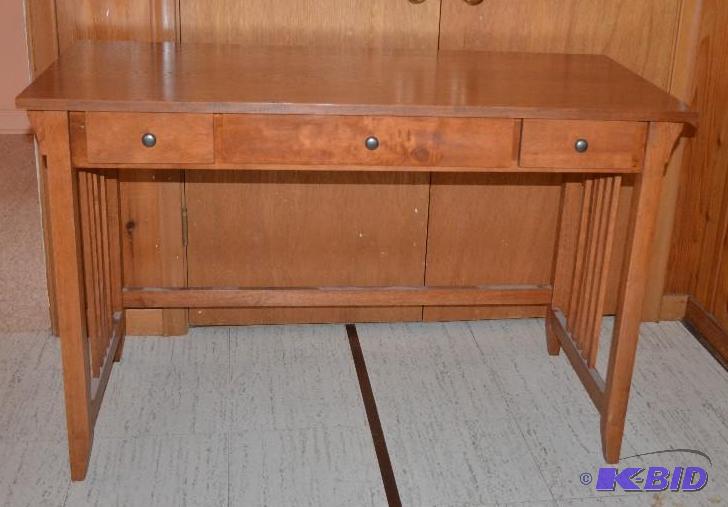 lot 50 image: Mission style wood oak desk 47X30 with 2 draw...