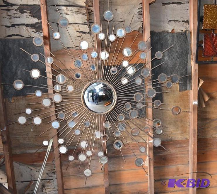 lot 52 image: Star burst metal wall sculpture 60x60" a...