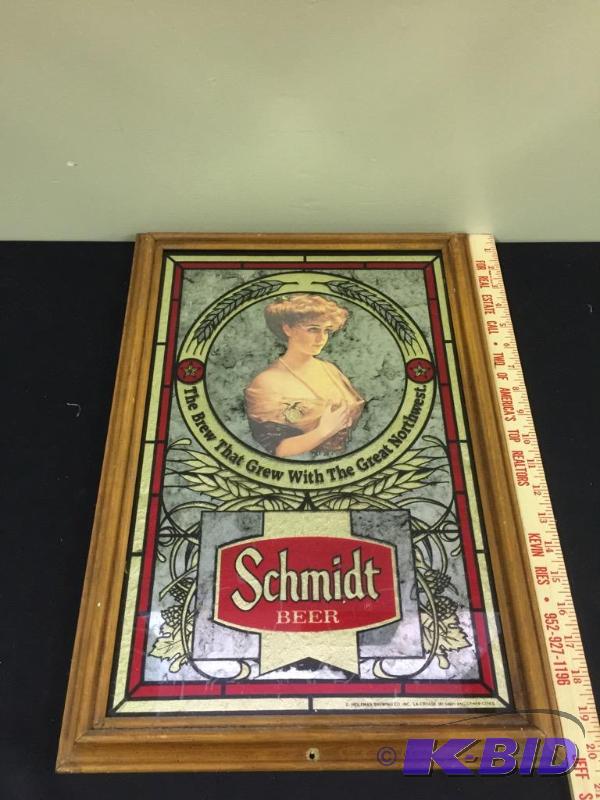 lot 20 image: Schmidt Beer Mirror Sign