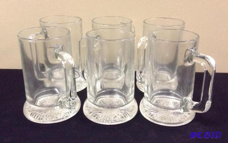 lot 45 image: 6 Clear Beer Mugs