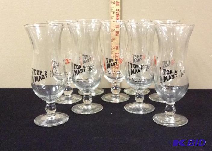 lot 49 image: 9 Top O Mast Hurricane Drink Glasses