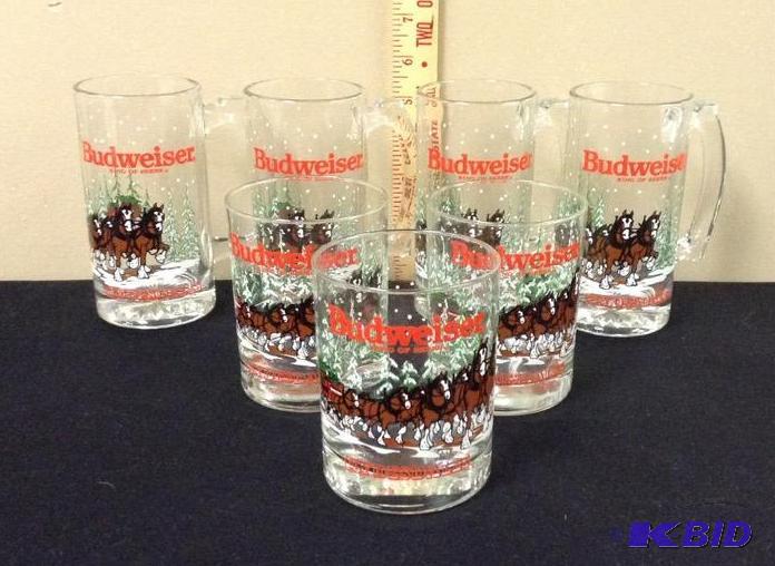 lot 50 image: 1988 Budweiser Holiday Beer Mugs and Glasses