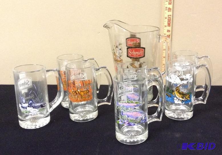 lot 53 image: Schmidt Beer Collector Series Pitcher & Mugs