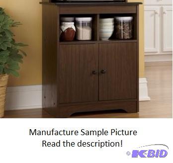 Haley Microwave Stand - Walnut finish with bl...