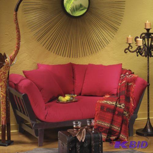 Lounger Sofa Bed - Has black frame with red m...