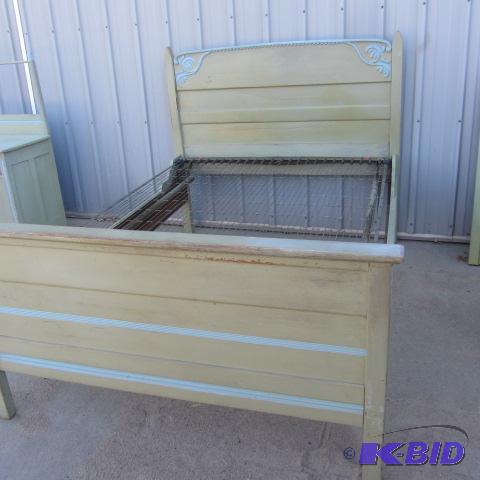 Antique Oak High Headboard Bed