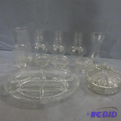 Fancy Glass Relish, Candy, Candles