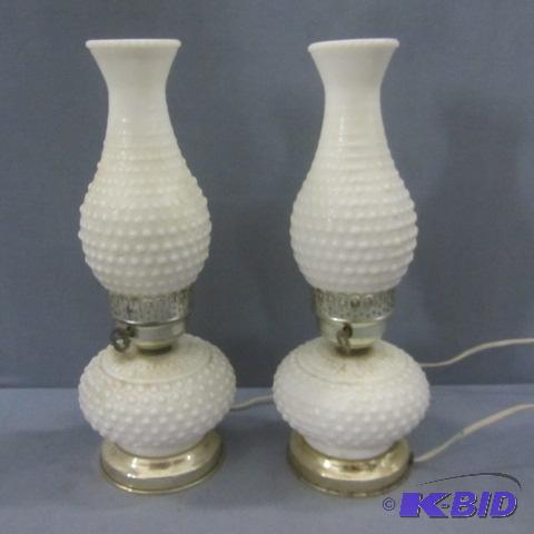 Milk Glass Hobnail Lamps