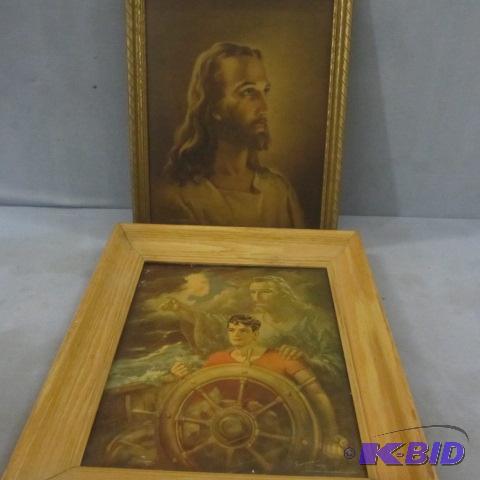 Vintage Framed Jesus Lithos
