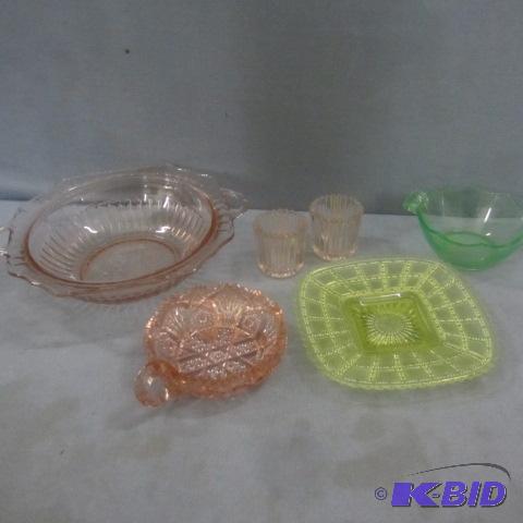 Pink & Green Depression Glass