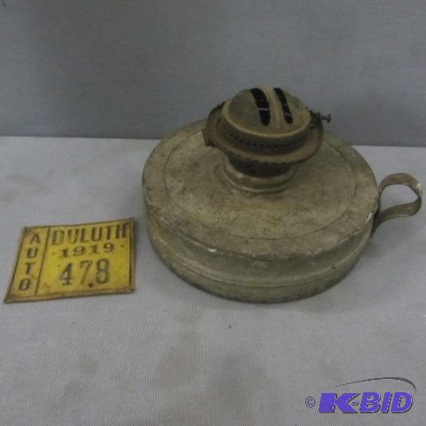 Kerosene Lamp Base, License Plate