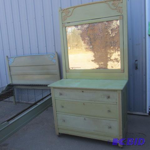Antique Oak Dresser, Mirror