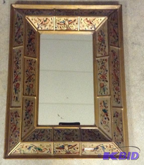 lot 1 image: Nice Mirror with Reverse Painted Glass Frame
