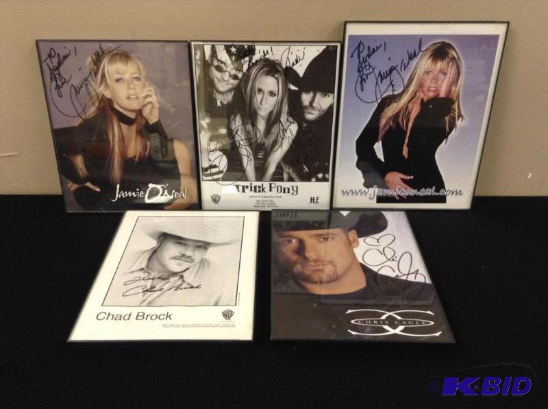 lot 120 image: Framed & Signed Music Photos