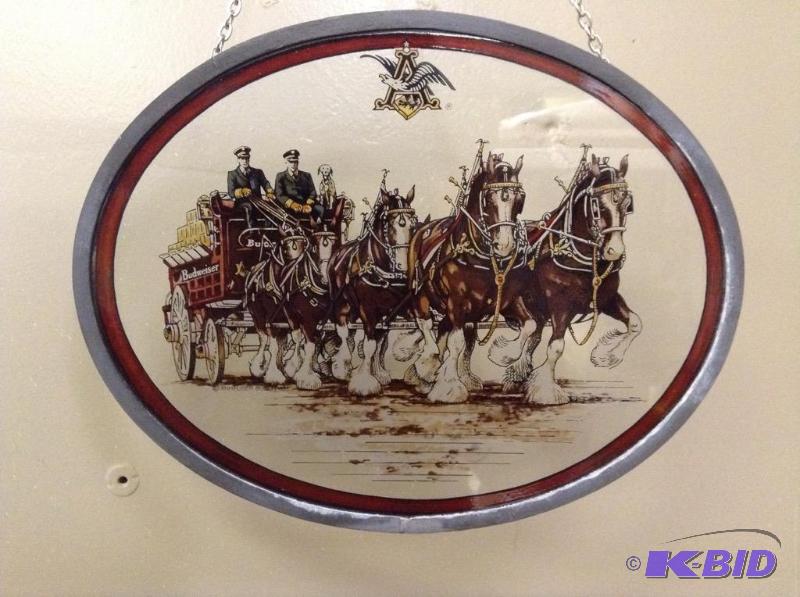 lot 28 image: Budweiser Team Stained Glass by Glassmasters