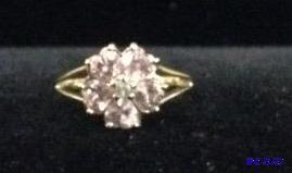 lot 62 image: Pink and Clear CZs in 10k Yellow Gold
