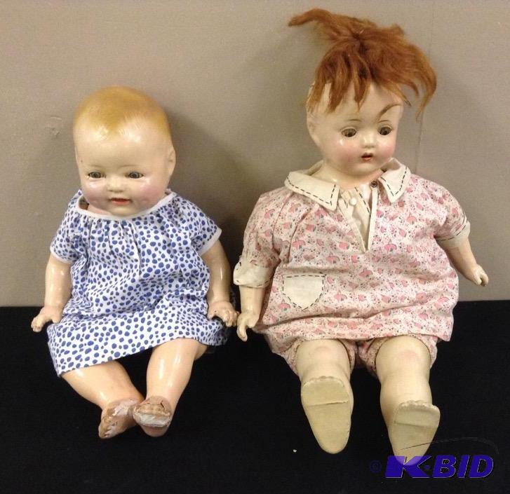 lot 87 image: 2 Vintage Composite Sleep Eye Dolls