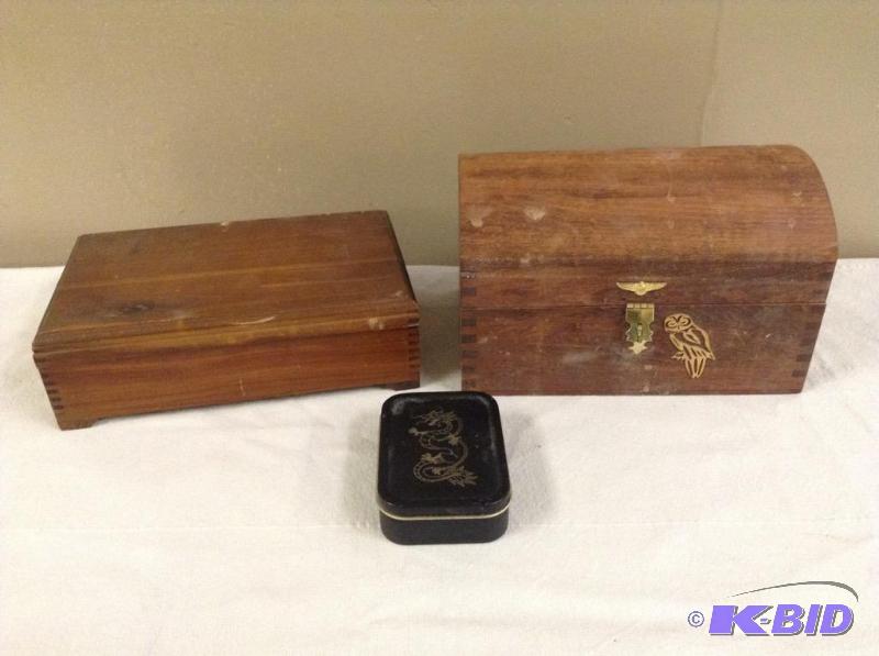 lot 94 image: 3 Boxes - Wood & Tin