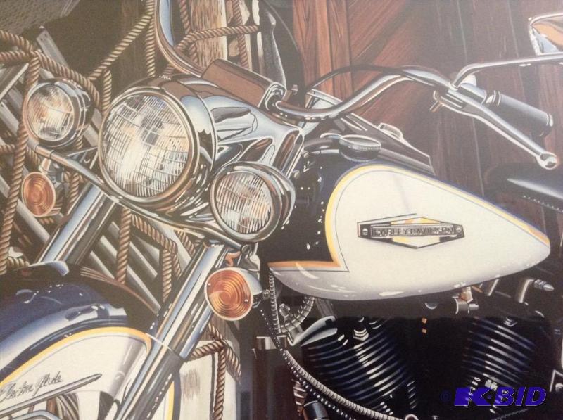 lot 1A image: Scott Jacobs Catch of the Day Harley Davidson Print