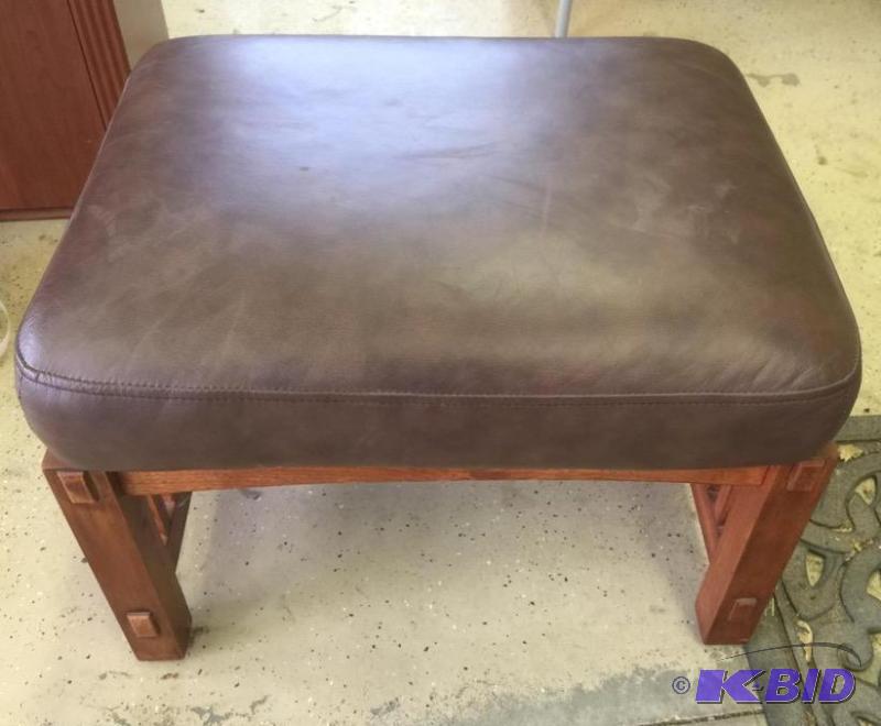 lot 82 image: Brown Leather Foot StoolRest