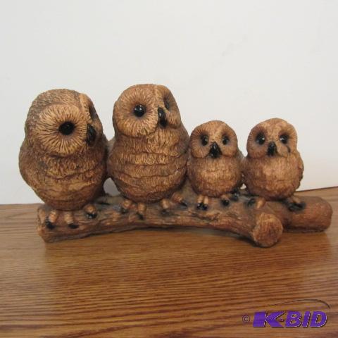 Cast Metal Owl Family