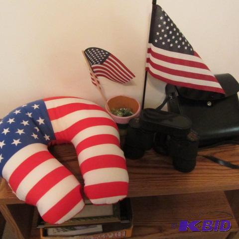 Binoculars, Flags, Pillow