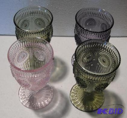 Set of 4 Goblets - Purple, green, pink, green...