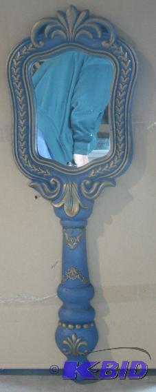 Wall Hanging Mirror - Blue with gold trim - 1...
