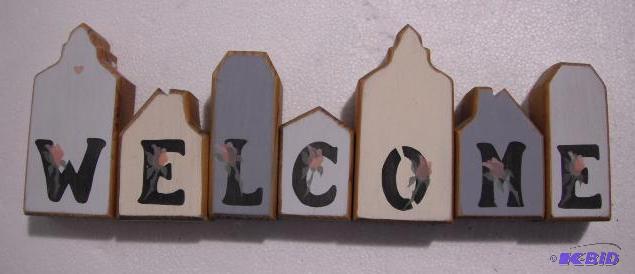 Wooden &quotWelcome&quot Blocks - Lightly U...