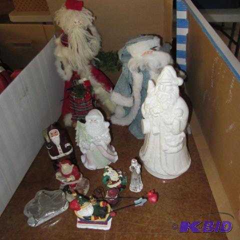 Cloth, Ceramic & Wood Santas