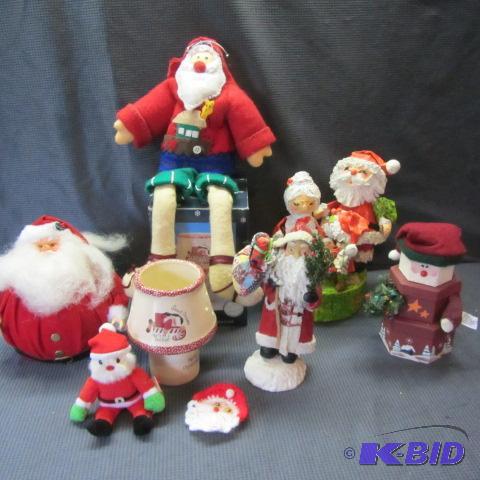 Cloth, Paper Mache Santas