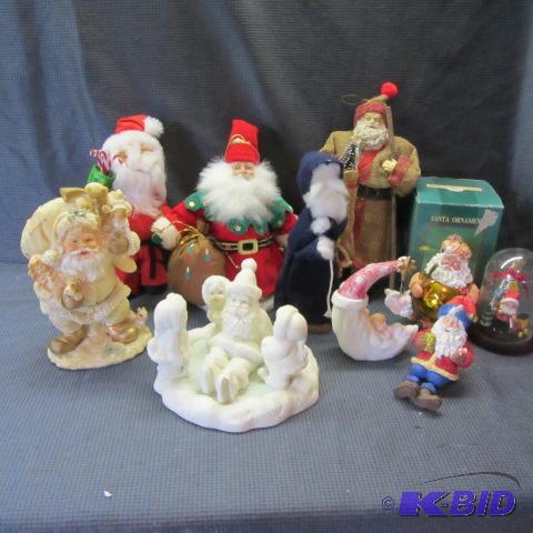 Porcelain Santas, Felt & Burlap