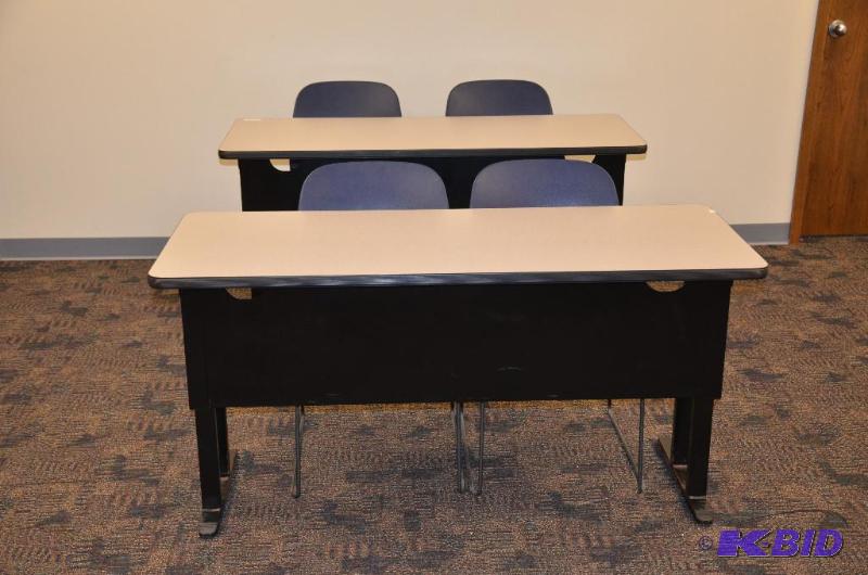 lot 102 image: Two folding desks  table by Hon model 5354. ...