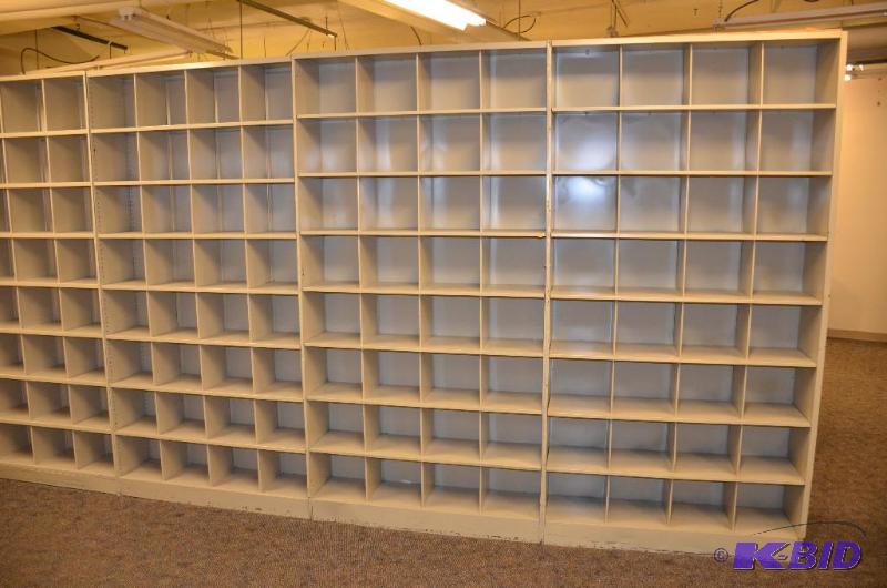 lot 114 image: 6 metal open locker storage cubicles shelves ...