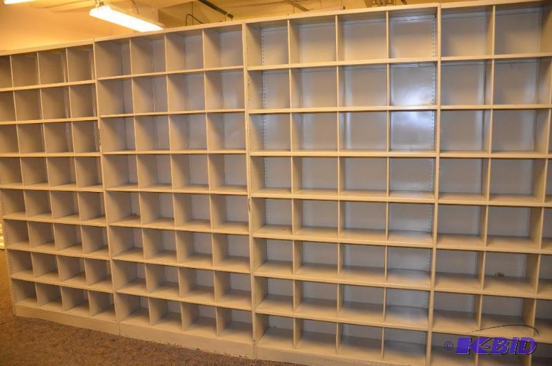lot 126 image: 6 metal shelves in total. 3 sections of 2 met...