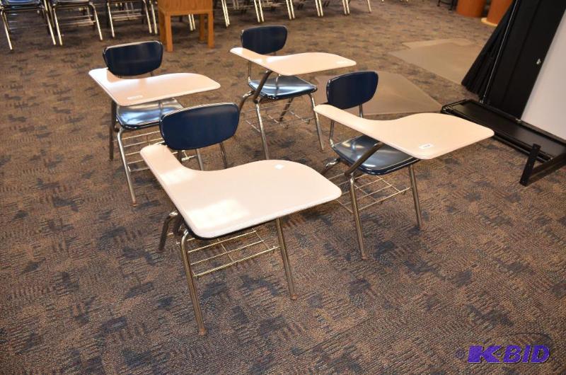 lot 13 image: 4 Virco combo student desk  chair navy blue ...