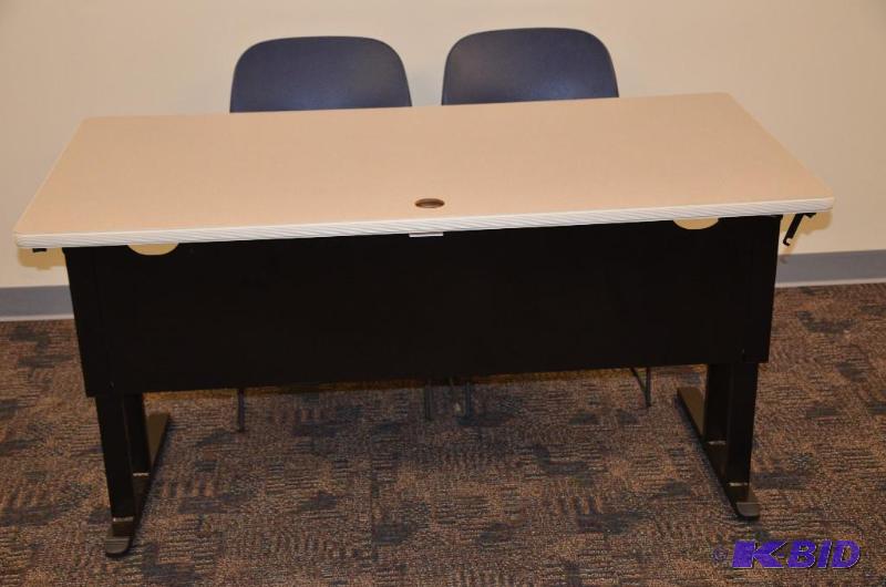 lot 26 image: Folding table 30x60". Easily folds for s...