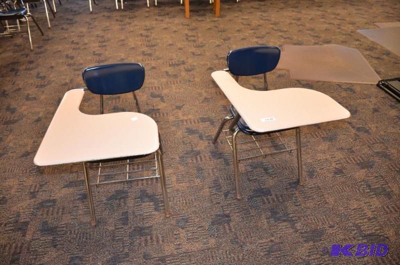 lot 32 image: 2 Virco combo student desk  chair navy blue ...