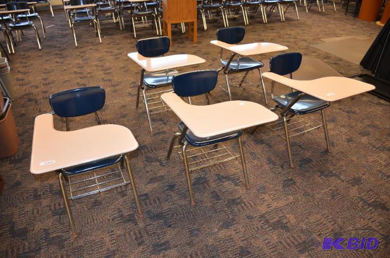 lot 7 image: 5 Virco combo student desk  chair navy blue ...